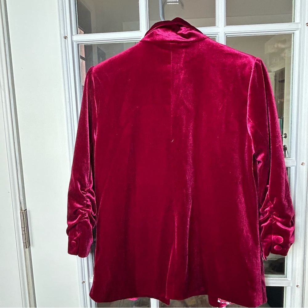 Skies Are Blue Deep Red Velvet Blazer - Picture 7 of 12